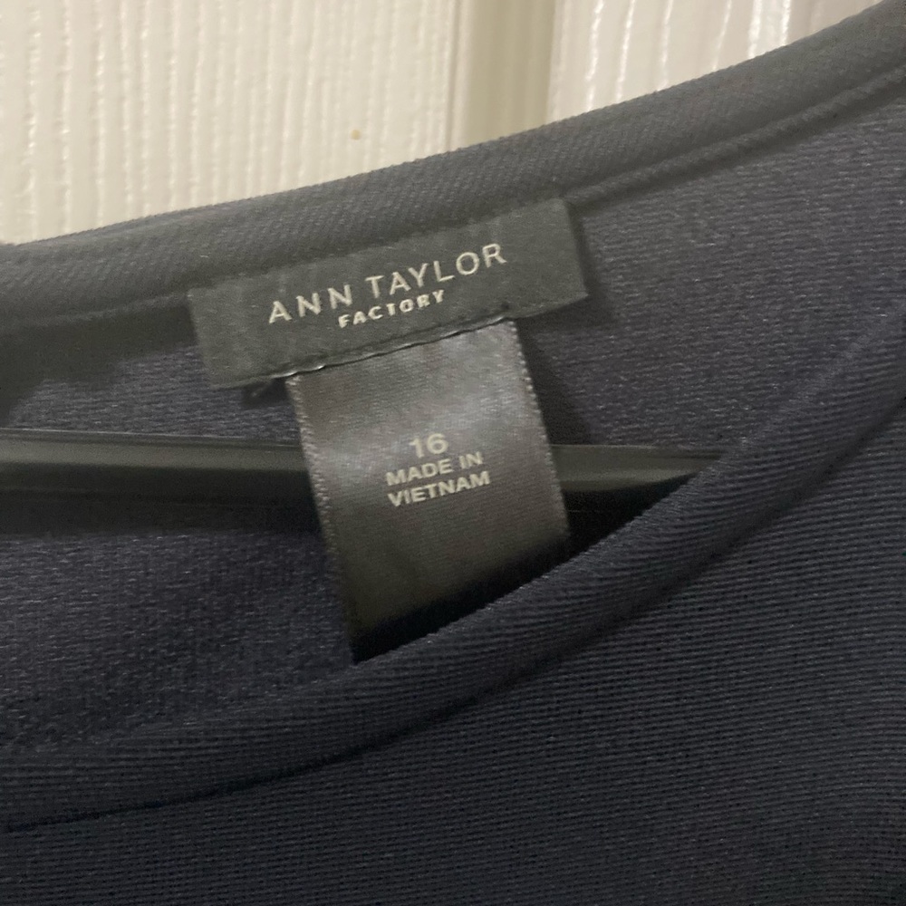Ann Taylor dress with cute 3-row gold buttons at waist, Navy